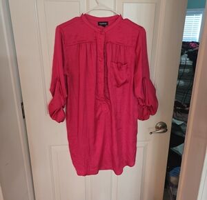 bebe Hot Pink Roll-Tab Tunic